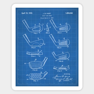 Golfing Iron Patent - Golf Fan Golfer Gift Art - Blueprint Sticker